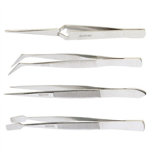 Juego de pinzas de acero inoxidable, 4 piezas, puntas puntiagudas para reparación de precisión, uso industrial - Product Image 2