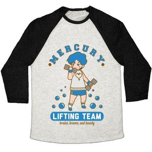 เสื้อยืดเบสบอล Mercury Lifting Team Parody สีขาว แบบยูนิเซ็กส์ ผ้าทริบลน์ - Product Image 1