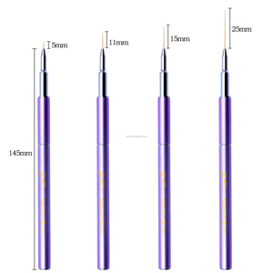 Pinceau professionnel pour détails et lignes, manche métallique violet, poils en nylon, 5mm 11mm 15mm 25mm, ultra-fin pour nail art - Product Image 1