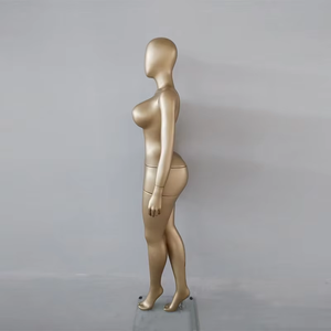 หุ่นโชว์เสื้อผ้าผู้หญิงแบบเต็มตัว ยืน ทรงสวย อกใหญ่ สะโพกใหญ่ หัวโค้งมน แขนโค้งมน สีทอง - Product Image 4