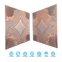 Carreaux de plafond en étain gaufré cuivre rustique vintage Panneaux ignifuges pour décoration intérieure d'hôtel Grid-PL81 de plafond faciles pour