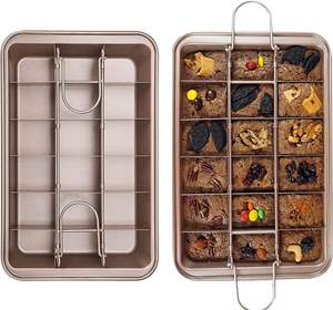 Divisores de alta resistencia antiadherentes 18 Bandeja para hornear Brownie precortada Bandeja rectangular Molde para pasteles Muffin y Cupcake Pan para hornear en horno - Product Image 6