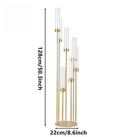 Tempat Lilin Logam Emas Tinggi dengan Lengan, untuk Dekorasi Meja Natal, Dekorasi Pernikahan, Candelabra Logam Elegan