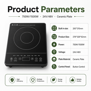 Cuisinière à induction portable, capteur tactile, 9 niveaux de puissance, fonctions de cuisson multiples, 750W/1500W, haute puissance, haute qualité, pour la maison, KI04001 - Product Image 5