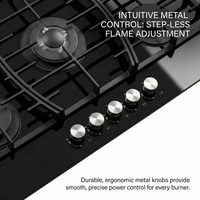 Nouvelle arrivée : cuisinière à gaz naturel intégrée à 5 brûleurs avec dessus en verre, allumage électronique, haute efficacité, cuisinière de cuisine