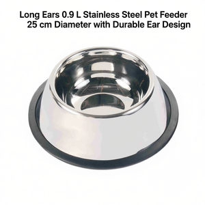 Mangeoire pour animaux de compagnie en acier inoxydable Long Ears 0,9 L, diamètre 25 cm, avec design d'oreilles durable - Product Image 3