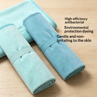 Serviette de plage double face en microfibre à séchage rapide, couleur unie, absorbante, portable, pour le sport et le fitness, avec bande élastique personnalisée