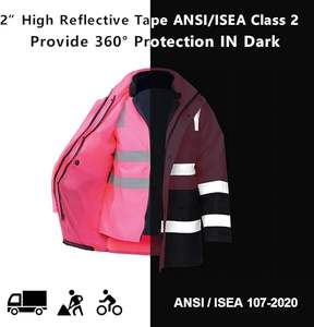 سترة عاكسة من المصنع وسترات وردية معزولة ملابس عمل عالية الوضوح للأمن والسلامة - Product Image 3