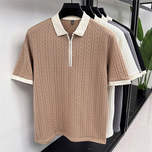 Magliette Personalizzate di Alta Qualità, Maglione Estivo da Uomo a Maniche Corte, Polo in <span class=keywords><strong>Maglia</strong></span> Waffle con Logo Ricamato - Product Image 1