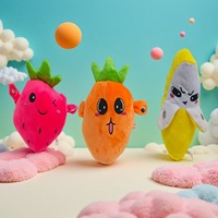 Peluches de fruits mignonnes - Fraise, Carotte et Banane - Jouets en peluche de dessin animé Kawaii - Cadeaux pour animaux de compagnie - Matière polyester - Rembourrage en coton PP