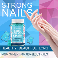 Compléments alimentaires en gommes à la biotine, au collagène et à la kératine pour les cheveux, la peau et les ongles, pour femmes, marque privée