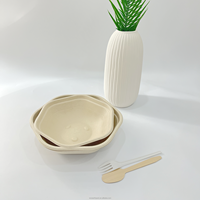 Bol à salade de bagasse de canne à sucre hexagone de grande capacité biodégradable compostable jetable au micro-ondes