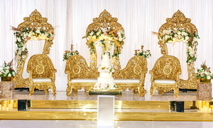 Compre Sofás de Boda Tallados a Mano Estilo Real, Exquisito Juego de Sofás Nupciales Blancos y Dorados para Grandes Escenarios de Recepción - Product Image 6