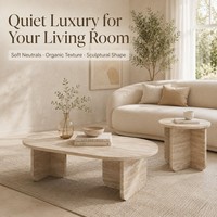 Mesa de centro de travertino Wabi Sabi con diseño de cueva de viento, moderna para sala de estar de villa, para casa pequeña, estilo de influencer