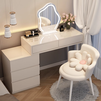 Table de toilette moderne en bois de luxe personnalisée pour filles avec miroir sur pied à LED, tiroirs, design de panneau pour hôtel et salon