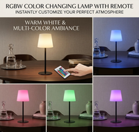 Lampe de table solaire d'extérieur sans fil à LED avec télécommande, 15 couleurs RVB, hauteur réglable, idéale pour les fêtes en extérieur, dans le jardin ou la cour.