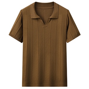 T-shirt Polo Homme en Maille de Soie Glacée Respirante et Fine, Coupe Décontractée, Manches Courtes, Qualité Supérieure, Idéal pour l'Été - Product Image 3