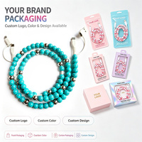 Câble de données USB Type C texturé turquoise 4-en-1 avec perles, cordon de charge décoratif pour téléphone, écouteurs, ordinateur portable, montre