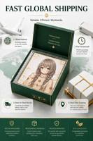 Papan Shikishi Anime Kustom Berlapis Emas, Papan Seni Holografik, Papan Koleksi Bertanda Tangan dengan Penyangga untuk Merchandise Penggemar