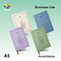 A5 PU Business-Notizbuch mit Fadenbindung, Blumenmuster-Einband, Schreibjournal für Schule, Büro, Schreibwaren, Geschenk