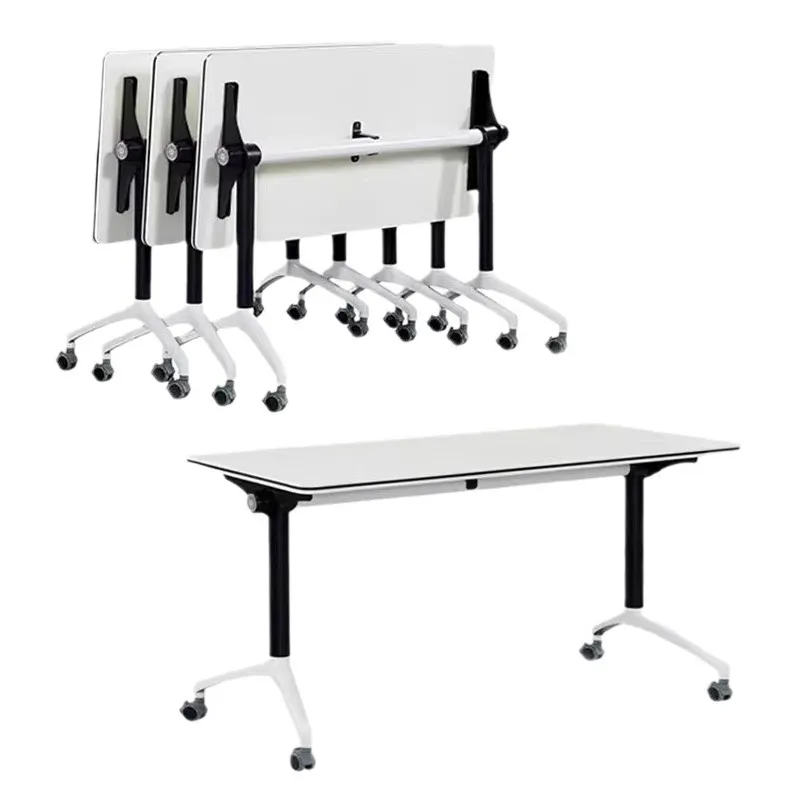 사무실/회의실 120*40cm/47 * 16in 용 잠금 휠이있는 접이식 회의실 테이블 플립 탑 모바일 트레이닝 테이블