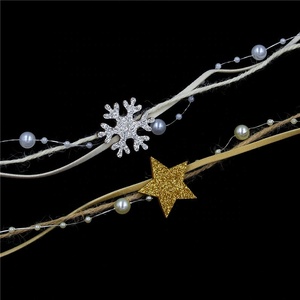 Buatan tangan ramah lingkungan berwarna-warni Natal Pentagram manik rantai elegan mutiara bundel pohon Natal dekorasi pita unik - Product Image 4