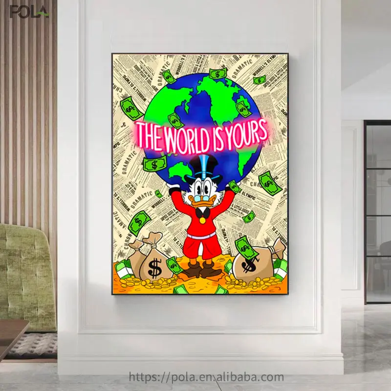 POLA Alec Monopoly Money Graffiti Art Canvas Painting Posters And Prints Wall Art For Living Room Home Decor Pop Art Painting