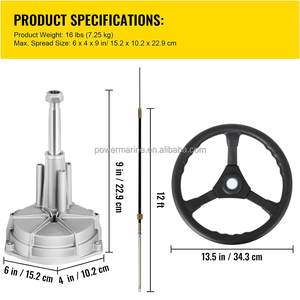 Kit kualitas tinggi 12 kaki sistem kemudi kapal pesiar putar laut sistem kemudi kabel luar - Product Image 5