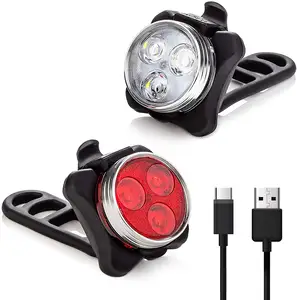 Ensemble de feux de vélo USB Rechargeable Super Bright Bicycle Light Bike Lights Front and Back Bike Headlight 2pcs Pack