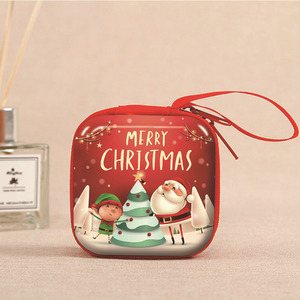 <b>Christmas</b> <b>Mini</b> Small Semi Circle Candy Mint Cute Hinged Decorative Custom Gift Printed Keychain Metal Tin Box - Product Image 4