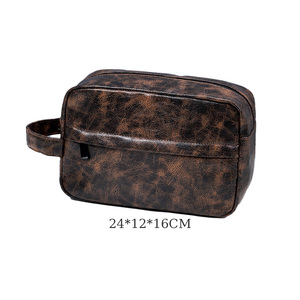 Borsa da Viaggio per Cosmetici <span class=keywords><strong>in</strong></span> <span class=keywords><strong>Pelle</strong></span> PU di Grande Capacità per <span class=keywords><strong>Uomo</strong></span>, Organizer Portatile per Articoli da Toeletta con Chiusura a Cerniera - Product Image 2