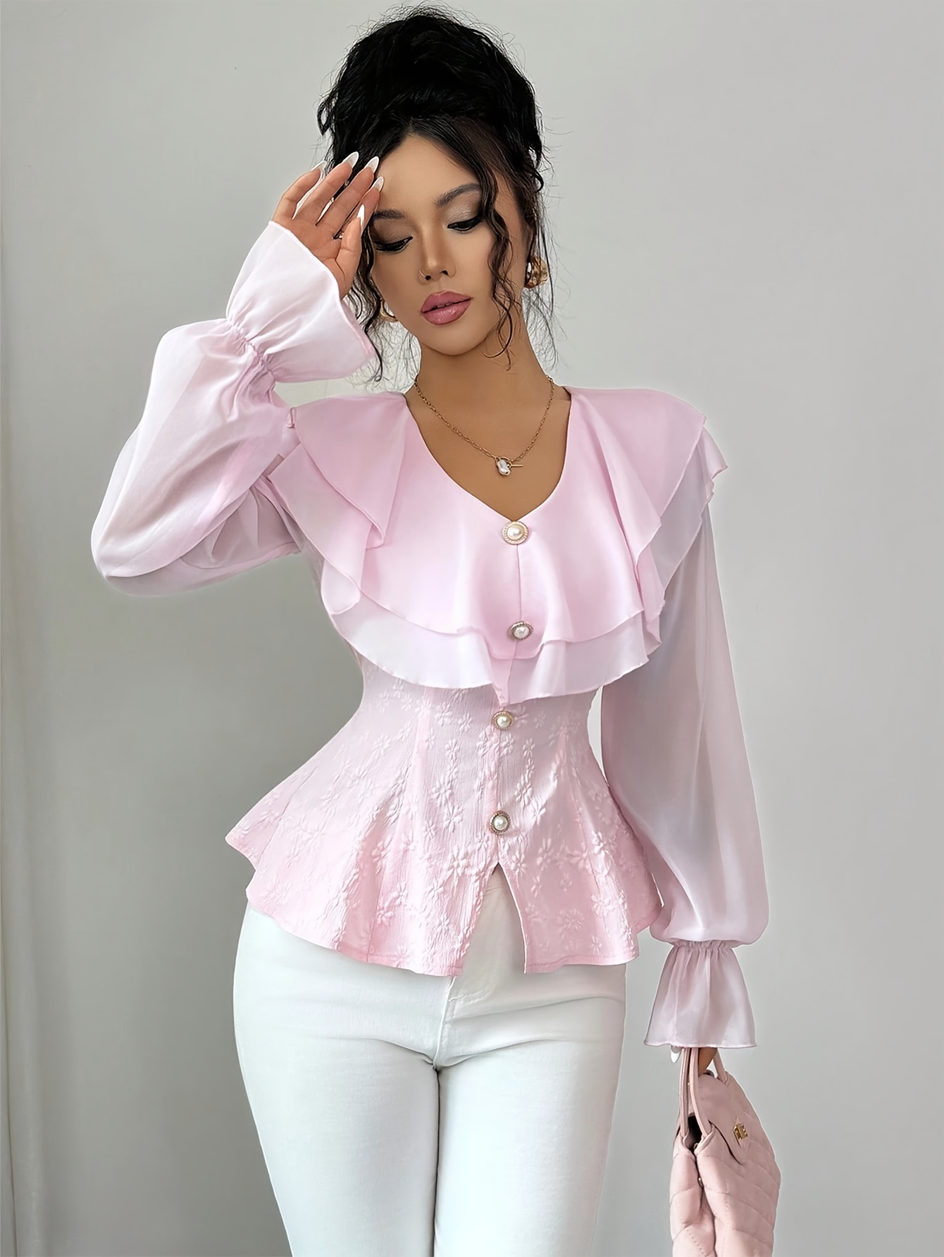 Peplum Top Pink - Elegant Girls' Clothing Sets for All Seasons
