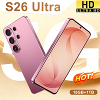 Smartphone Itelgente S26 Ultra 16G+1TB Deca Core 108MP LTE CDMA avec stylet intégré, compatible anglais/français/espagnol