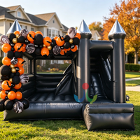 Château gonflable noir gothique moderne d'Halloween avec toboggan intégré pour les fournisseurs de fêtes saisonnières