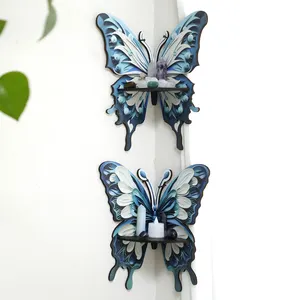 Butterfly Crystal Shelf Painted Corner Shelf Crystal Stone Display Stand Wall Art Floating Shelf Spring Home Decor Living Room