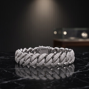 Pulsera de Plata de Ley 925 con Moissanita, Cadena Cubana Iced Out, Brazalete con Corte Brillante Redondo, Joyería Unisex para Boda y Fiesta - Product Image 2