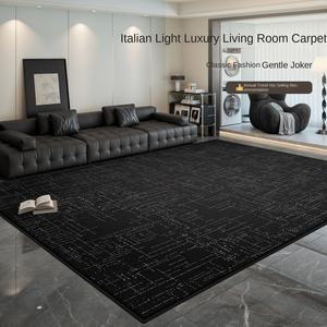 Alfombra Negra <span class=keywords><strong>Italiana</strong></span> de Lujo Ligero, Moderna y Minimalista, Lavable, Borrable, Impermeable para Sala de Estar y Sofá - Product Image 1
