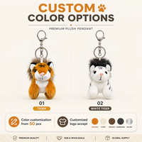 Porte-clés Lion en Peluche, Accessoire d'Intérieur de Voiture, Charme pour Rétroviseur en Véritable Fourrure de Raton Laveur, Cadeau, Vente en Gros, OEM, ODM