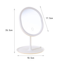 Miroir de Maquillage LED Ovale Lumineux, Matériau du Cadre Autre, Populaire sur les Réseaux Sociaux, Coiffeuse de Beauté, Rechargeable par USB, Éclairé, Intelligent pour Bureau