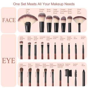 Ensemble de pinceaux de maquillage en poils d'animaux, super doux, pour poudre libre et fard à joues, 26 pièces avec sac – Vente chaude - Product Image 5
