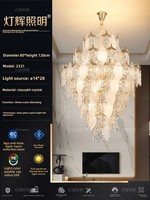 Lustre LED Villa Crystal, Luminaire Principal de Luxe Haut de Gamme Élégant pour Hall, Loft et Escalier, Éclairage Moderne et Luxueux