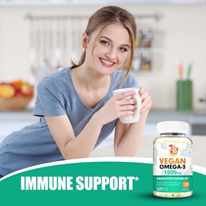 Complément Alimentaire Végétalien Oméga-3 et Coenzyme Q10 en Gélules Molles pour la Santé Cognitive et Oculaire des Adultes, Prix de Gros, 120 Gélules - Product Image 5