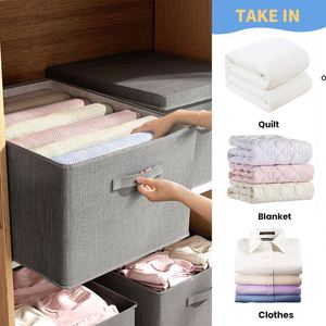 Boîte de rangement pour vêtements, en coton et lin, boîte de rangement pour jouets, panier de rangement pour vêtements, boîte de rangement pliable - Product Image 4
