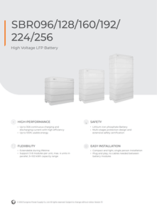 Batería de energía solar de 10Kw Sungrow 3 megavatios de litio St101Cp.50Hv 5Kw cargador trifásico Sbr Lfp batería 9,6 - Product Image 2