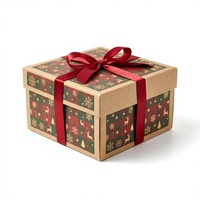 Boîtes cadeaux de Noël avec couvercles, emballage en papier pliable à plat, emballage personnalisé imprimé pour la vente au détail pendant les fêtes