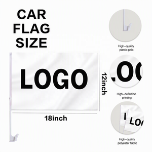 Bandera Personalizada para Ventana de Auto con Logotipo Impreso, 12x18 Pulgadas, Doble Cara, Poliéster, con Clip y Asta de Plástico - Product Image 2