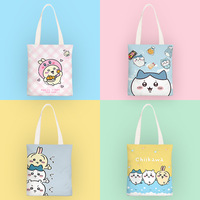 Tas Kanvas Persegi Vertikal Satu Tali Bahu Karakter Anime Chiikawa untuk Wanita, Pelajar Urban, Lucu, untuk Penggunaan Sehari-hari, Grosir