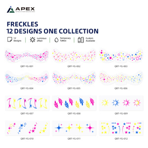<span class=keywords><strong>Tatouage</strong></span> facial néon trois couleurs Magenta Jaune Bleu Étoile 12 motifs 162x55mm - Product Image 2