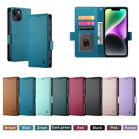 Étui portefeuille magnétique en cuir pour iPhone 17 Air 16E 16 15 Pro Max 14 Plus 13 Mini 12 11 XR X XS 8 7 6 avec fentes pour cartes et rabat Litchi