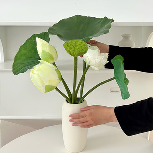 Decoración de Mesa Hecha a Mano con Flor de Loto Rosa de PU y Hojas de Loto para Hogar, Restaurante y <span class=keywords><strong>Hotel</strong></span> - Product Image 3